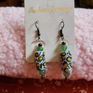 Handmade and painted bead earrings